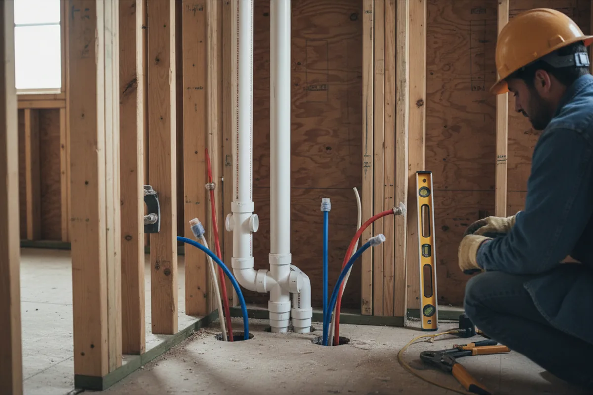 Drain and supply rough-in during Drain Cleaning in Sealy