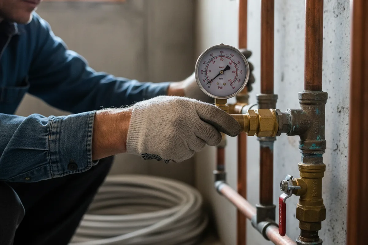 Pressure testing a repaired line during Water Line Repair in Sealy